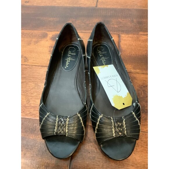 Cole Haan Black Woven Open Toe Flas, Size 6 (US) - Picture 2 of 7